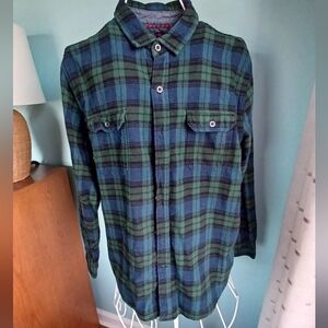 Woolrich Green, Blue, & Black Plaid Flannel Shirt - Men's Size XL